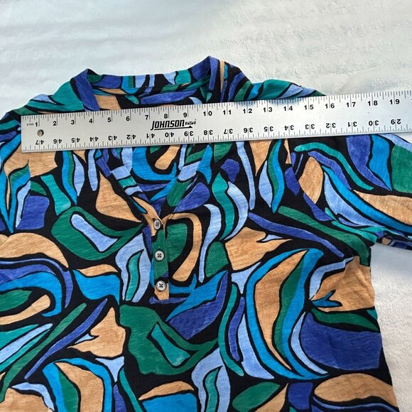 Chico's Womens Abstract Print 3/4 Sleeve Henley Top Size 1, US Medium Multicolor - Picture 5 of 7